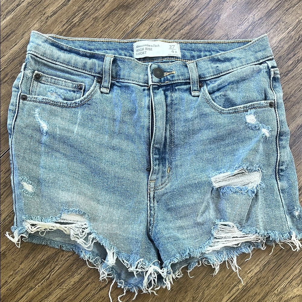 Distressed Denim Women Shorts Abercrombie and Fitch 4 Regular High Rise